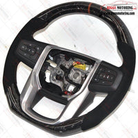 Custom Forged Gloss Carbon Flat Bottom Steering Wheel Fits 19-24 GM Truck