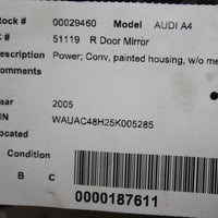 2002-2005  AUDI A4 PASSENGER RIGHT SIDE POWER DOOR MIRROR