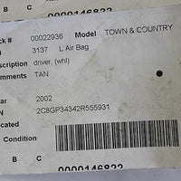 2001-2004 CHRYSLER TOWN & COUNTRY DRIVER STEERING WHEEL AIR BAG TAN - BIGGSMOTORING.COM