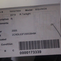 2005-2009 CHEVY EQUINOX RIGHT PASSENGER SIDE TAIL LIGHT  27894 - BIGGSMOTORING.COM