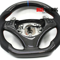 Fits BMW E90 335i Custom Carbon Fiber & Leather Flat Bottom Steering Wheel 07-11