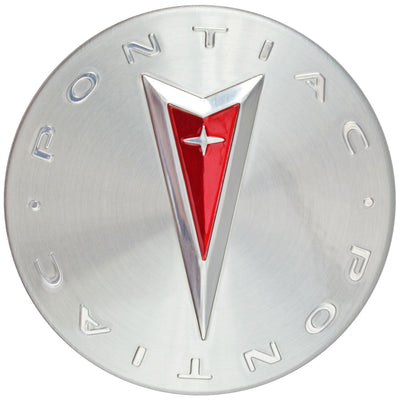 1 Genuine OEM Pontiac Logo Wheel Rim Center Caps Hub Brushed Polished 2.25 In - BIGGSMOTORING.COM