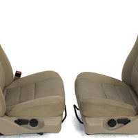 1999-2010 Ford F250 Passenger & Driver Side Front Seat Tan Cloth - BIGGSMOTORING.COM