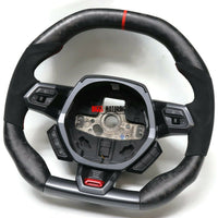 Fits 2016 Huracan Custom Carbon Fiber & Leather Flat Bottom Steering Wheel
