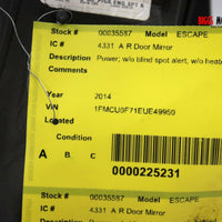 2013-2016 Ford Escape Passenger Right Side Power Door Mirror Black 35587