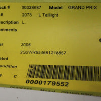 2004-2008 PONTIAC GRAND PRIX DRIVER SIDE REAR TAIL LIGHT 28687 - BIGGSMOTORING.COM