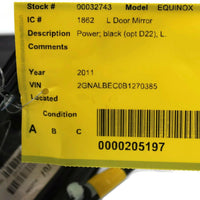 2010-2015 Chevy Equinox  Driver Left Side Power Door Mirror Black 31123