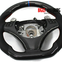 Fits BMW E90 335i Custom Carbon Fiber & Leather Flat Bottom Steering Wheel 07-11