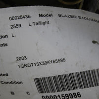 1995-2004 CHEVY BLAZER SIDE REAR DRIVER TAILLAMP  TAILLIGHT 16518499 - BIGGSMOTORING.COM