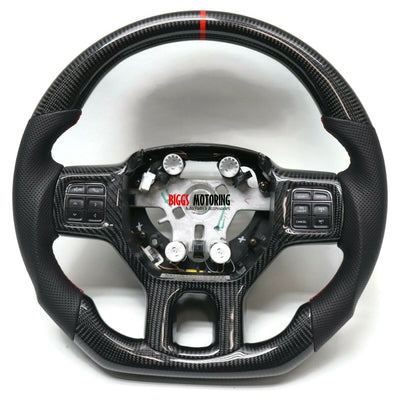 Fits 2019 DodgeRam Custom Carbon Fiber & Leather Flat Bottom Steering Wheel