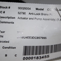 2012-2013 TOYOTA COROLLA ANTI LOCK ABS BRAKE PUMP MODULE 44540-02272