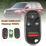 4 3+1 Buttons Car Remote Key Fob Case Shell with Battery 434MHz For Honda for Civic for Accord for Pilot FOR CR-V A269ZUA101