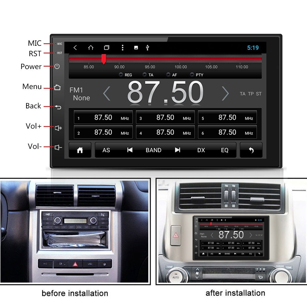 7 Inch Car Multimedia Player 1024P Car Stereo Android 8.0 Bluetooth WIFI  Core Radio Video MP5 Player 2DIN