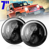 Pair 7'' 50W Angel Eyes LED High/Low Beam DRL Turn Signal Headlight w/ H4-H13 Harness for JK for Wrangler 2007-2016 DC 10V~30V