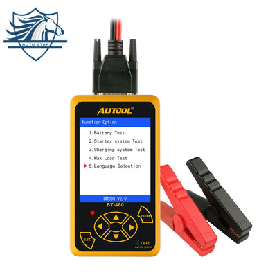 AUTOOL BT-460 Battery Tester Lead-acid AGM GEL Battery Cell Analyzer for 12V Vehicle 24V Heavy Duty 4 Inch TFT Colorful Display