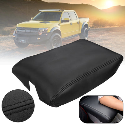 For Ford F150 Raptor 2009 2010 2011 2012 2013 2014 Black PU Leather Center Console Lid Armrest Cover